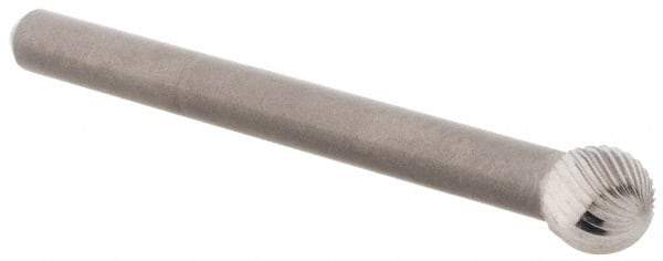 M.A. Ford - 3/16" Cut Diam, 1/8" Shank Diam, Ball Head Double Cut Burr - Carbide, Radius End, 5/32" LOC, 1-1/2" OAL - Americas Industrial Supply