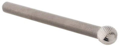 M.A. Ford - 3/16" Cut Diam, 1/8" Shank Diam, Ball Head Double Cut Burr - Carbide, Radius End, 5/32" LOC, 1-1/2" OAL - Americas Industrial Supply