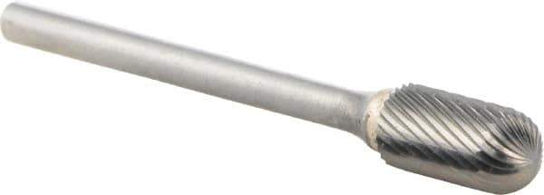 M.A. Ford - 1/4" Cut Diam, 1/8" Shank Diam, Cylinder with Radius Head Double Cut Burr - Carbide, Radius End, 1/2" LOC, 2" OAL - Americas Industrial Supply