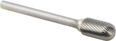 M.A. Ford - 1/4" Cut Diam, 1/8" Shank Diam, Cylinder with Radius Head Double Cut Burr - Carbide, Radius End, 1/2" LOC, 2" OAL - Americas Industrial Supply