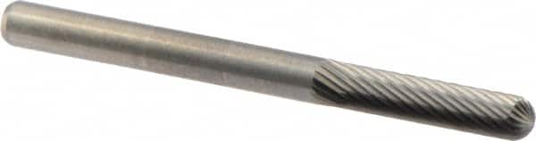 M.A. Ford - 1/8" Cut Diam, 1/8" Shank Diam, Cylinder with Radius Head Fine Cut Burr - Carbide, Radius End, 9/16" LOC, 1-1/2" OAL - Americas Industrial Supply