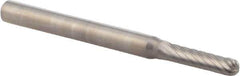 M.A. Ford - 3/32" Cut Diam, 1/8" Shank Diam, Cylinder with Radius Head Double Cut Burr - Carbide, Radius End, 7/16" LOC, 1-1/2" OAL - Americas Industrial Supply