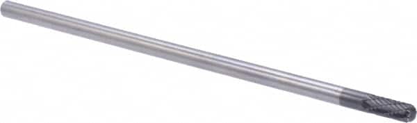 M.A. Ford - 1/4" Cut Diam, 1/4" Shank Diam, Cylinder with Radius Head Double Cut Burr - Carbide, Radius End, 5/8" LOC, 6-5/8" OAL - Americas Industrial Supply