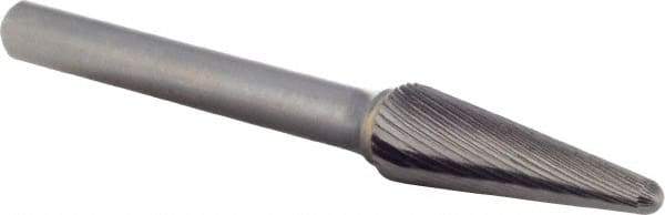 M.A. Ford - 3/8" Cut Diam, 1/4" Shank Diam, Taper Head Double Cut Burr - Carbide, Radius End, 1-1/8" LOC, 3-3/16" OAL - Americas Industrial Supply