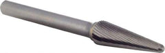 M.A. Ford - 3/8" Cut Diam, 1/4" Shank Diam, Taper Head Double Cut Burr - Carbide, Radius End, 1-1/8" LOC, 3-3/16" OAL - Americas Industrial Supply