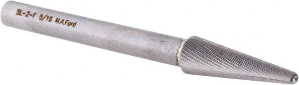 M.A. Ford - 5/16" Cut Diam, 1/4" Shank Diam, Taper Head Double Cut Burr - Carbide, Radius End, 15/16" LOC, 3" OAL - Americas Industrial Supply