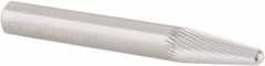 M.A. Ford - 1/4" Cut Diam, 1/4" Shank Diam, Taper Head Double Cut Burr - Carbide, Radius End, 5/8" LOC, 2" OAL - Americas Industrial Supply