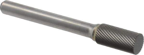 M.A. Ford - 3/8" Cut Diam, 1/4" Shank Diam, Cylinder Head Double Cut Burr - Carbide, Flat End, 3/4" LOC, 2-3/4" OAL - Americas Industrial Supply