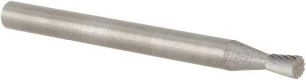 M.A. Ford - 3/32" Cut Diam, 1/8" Shank Diam, Inverted Cone Head Double Cut Burr - Carbide, Flat End, 1/8" LOC, 1-1/2" OAL - Americas Industrial Supply
