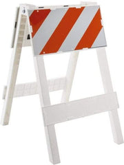 PRO-SAFE - 24 Inch Wide x 45-1/2 Inch High, Reflective, Plastic Type I Barricade - 14 Lbs., 12 Inch High x 24 Inch Wide Top Panel, White and Orange - Americas Industrial Supply