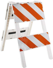 PRO-SAFE - 24 Inch Wide x 45-1/2 Inch High, Reflective, Plastic Type II Barricade - 14 Lbs., 12 Inch High x 24 Inch Wide Top Panel, White and Orange - Americas Industrial Supply