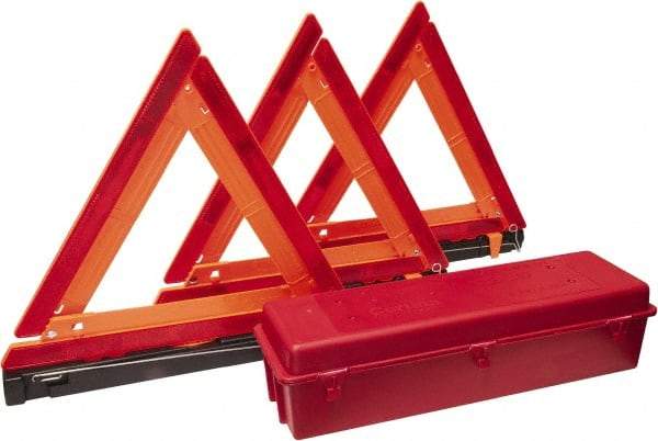 PRO-SAFE - 4 Piece, Highway Triangle Safety Kit - 3 Reflective Triangles, Case - Americas Industrial Supply