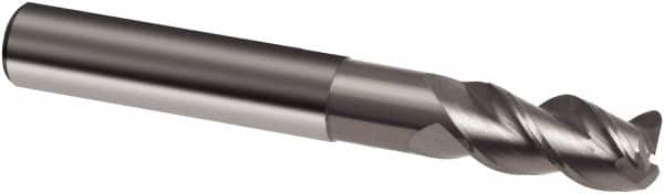 Guhring - 5/16", 7/16" LOC, 5/16" Shank Diam, 3" OAL, 3 Flute, Solid Carbide Square End Mill - Single End, Super-A Finish, Spiral Flute, 45° Helix, Right Hand Cut, Right Hand Flute, Series 3877 - Americas Industrial Supply