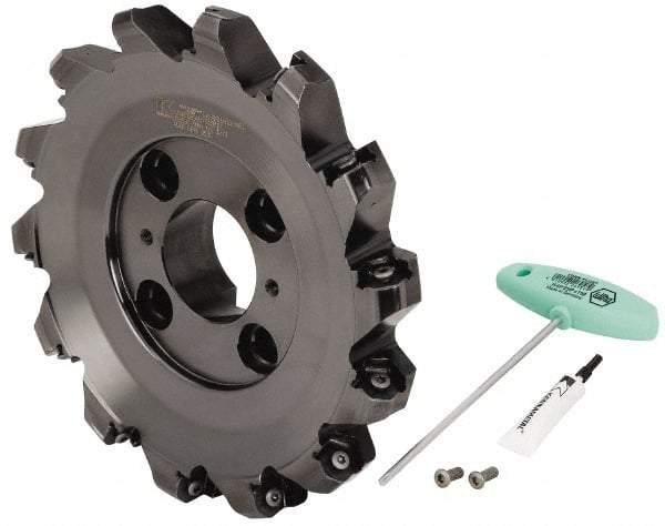 Kennametal - 10" Cut Diam, 2-1/2" Arbor Hole, 8mm Max Depth of Cut, 45° Indexable Chamfer & Angle Face Mill - 14 Inserts, HNPJ 1307... Insert, Right Hand Cut, 14 Flutes, Through Coolant, Series Dodeka Max - Americas Industrial Supply
