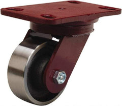 Hamilton - 4" Diam x 1-1/2" Wide x 5-5/8" OAH Top Plate Mount Swivel Caster - Forged Steel, 1,400 Lb Capacity, Straight Roller Bearing, 4-1/2 x 6-1/2" Plate - Americas Industrial Supply