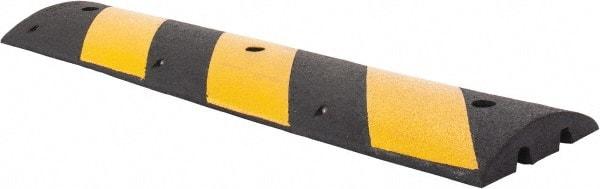 PRO-SAFE - 48" Long x 12" Wide x 2" High, Speed Bump - Black & Yellow, Rubber - Americas Industrial Supply