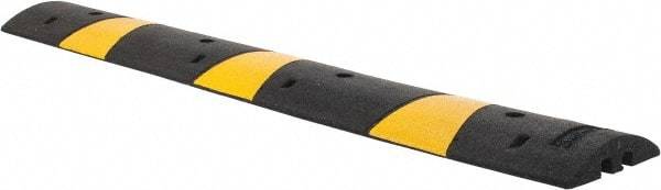 PRO-SAFE - 72" Long x 12" Wide x 2-1/4" High, Speed Bump - Black & Yellow, Rubber - Americas Industrial Supply