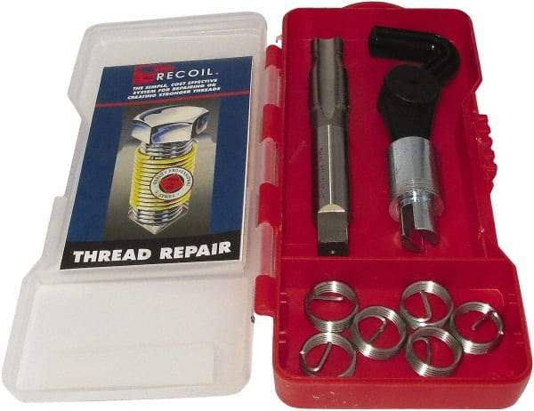 Recoil - 10 Inserts, M12x1.25 - M12x1.25 Internal Thread, M12x1.25, Stainless Steel, Thread Repair Kit - Includes Installation Tool and Tap - Exact Industrial Supply