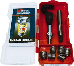 Recoil - 10 Inserts, 1/4-18 - 1/4-18 Internal Thread, 1/4-18, Stainless Steel, Thread Repair Kit - Includes Installation Tool and Tap - Exact Industrial Supply