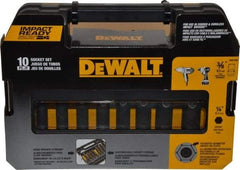 DeWALT - 10 Piece 3/8" Drive Thin Wall Deep Impact Socket Set - 6 Points, 5/16 to 3/4", Inch Measurement Standard - Americas Industrial Supply