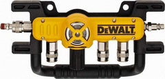 DeWALT - Aluminum Heavy Duty Quadraport Air Line Splitter with Regulator - 200 Max psi, 12-1/2" Long, 3/8 NPT Diam Inlet Fitting - Americas Industrial Supply