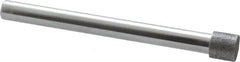 Strauss - 0.335" Head Diam x 0.315" Head Thickness CBN Grinding Pin - 1/4" Shank Diam x 3" Shank Length, (170 Mesh Grit) - Americas Industrial Supply