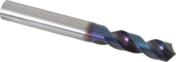 OSG - 3/8" 120° Spiral Flute Vanadium High Speed Steel Screw Machine Drill Bit - WD1 Finish, Right Hand Cut, 40mm Flute Length, 90mm OAL, Faceted Point, Straight Shank - Americas Industrial Supply