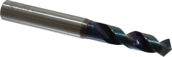 OSG - 27/64" 120° Spiral Flute Vanadium High Speed Steel Screw Machine Drill Bit - WD1 Finish, Right Hand Cut, 47mm Flute Length, 104mm OAL, Faceted Point, Straight Shank - Americas Industrial Supply