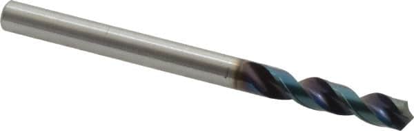 OSG - 4mm 130° Spiral Flute Vanadium High Speed Steel Screw Machine Drill Bit - WD1 Finish, Right Hand Cut, 22mm Flute Length, 54mm OAL, Faceted Point, Straight Shank - Americas Industrial Supply