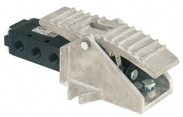 Parker - 0.83 CV Rate, 1/4" NPT Inlet Direct Air 2 Mechanical Spool Valve - 4 Way, 2 Position, 150 Max psi, Treadle Manual Return - Americas Industrial Supply