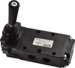 Parker - 0.83 CV Rate, 1/4" NPT Inlet Direct Air 4 Mechanical Spool Valve - 4 Way, 3 Position CC, 150 Max psi, Lever Manual Return - Americas Industrial Supply