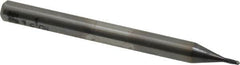 OSG - 1mm Diam, 0.8mm LOC, 2 Flute Solid Carbide Ball End Mill - WXL Finish, Single End, 45mm OAL, 4mm Shank Diam, Spiral Flute - Americas Industrial Supply