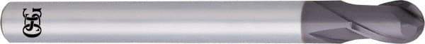 OSG - 3/8" Diam, 3/8" LOC, 2 Flute Solid Carbide Ball End Mill - WXS Finish, Single End, 3-1/2" OAL, 3/8" Shank Diam, Spiral Flute - Americas Industrial Supply