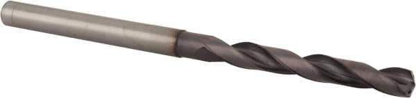 Value Collection - 1/4" 140° Solid Carbide Jobber Drill - TiAlN Finish, Right Hand Cut, Spiral Flute, Straight Shank, 4-19/64" OAL, Standard Point - Americas Industrial Supply