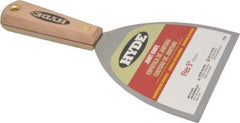 Hyde Tools - 5" Wide Steel Putty Knife - Flexible, Hardwood Handle, 8-1/4" OAL - Americas Industrial Supply