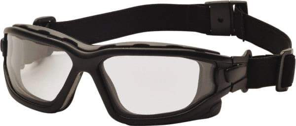 PYRAMEX - Size Universal, Clear Polycarbonate Anti-Fog & Scratch Resistant Lens, Hybrid Safety Glasses/Goggles - Direct Vent, Black Nylon Frame - Americas Industrial Supply