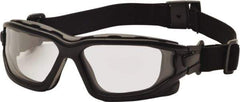 PYRAMEX - Size Universal, Clear Polycarbonate Anti-Fog & Scratch Resistant Lens, Hybrid Safety Glasses/Goggles - Direct Vent, Black Nylon Frame - Americas Industrial Supply