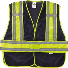 Ergodyne - Size XL/2XL High Visibility Navy Blue Mesh Expandable Vest - 48 to 56" Chest, Hook & Loop Closure, 1 Pocket, Polyester - Americas Industrial Supply