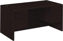 Hon - Woodgrain Laminate Double Pedestal Desk - 60" Wide x 30" Deep x 29-1/2" High, Mahogany - Americas Industrial Supply