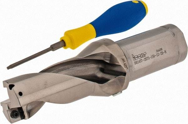 Iscar - 2.87" Max Drill Depth, 2xD, 1-7/16" Diam, Indexable Insert Drill - 2 Inserts, 1-1/2" Shank Diam, Straight Shank - Americas Industrial Supply
