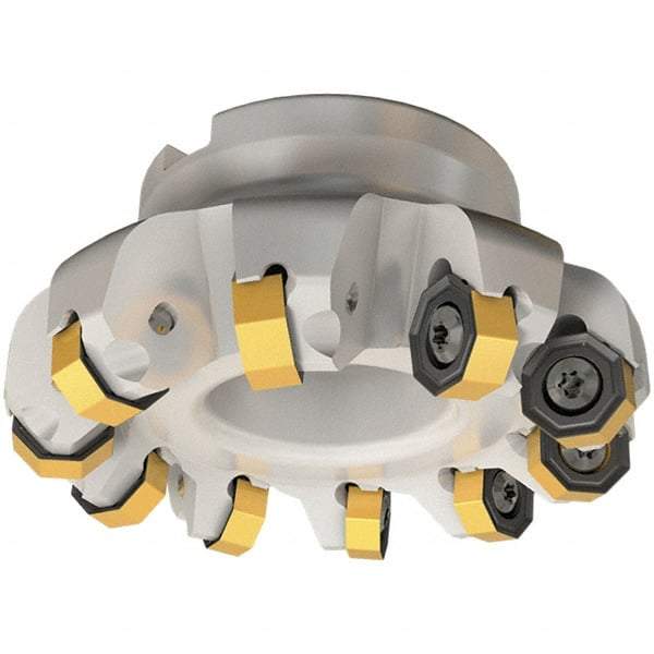 Iscar - 4.49" Cut Diam, 1-1/2" Arbor Hole, 0.138" Max Depth of Cut, 45° Indexable Chamfer & Angle Face Mill - 8 Inserts, ON.. 05..\xB6OXMT 0507\xB6RXMT 1607\xB6S845 SN.U 13 Insert, Right Hand Cut, 8 Flutes, Through Coolant, Series Helido - Americas Industrial Supply