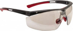 North - Indoor/Outdoor Lenses, Framed Safety Glasses - Anti-Fog, Black/Red Frame, Adjustable Temples, Size Universal, Wrap Around - Americas Industrial Supply