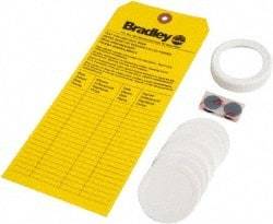 Bradley - Paper, Foam & Plastic Plumbed Wash Station Refill Kit - Yellow & White Matting, Includes Replacement Cap, Inspection Tag, (9) Foam Liners - Americas Industrial Supply