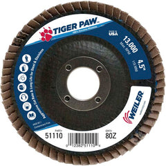 4 1/2″ × 7/8″-80 Grit -á T27 Tiger Paw Zirc Flap Disc Phenolic Back - Americas Industrial Supply