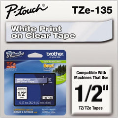 Brother - 1/2" Wide x 314.4" Long, Clear Plastic/Paper Tape Cassette - For Label Maker - Americas Industrial Supply