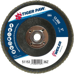 5″ Tiger Paw Abrasive Flap Disc, Flat, Phenolic Backing, 36Z, 5/8″-11 Arbor Hole - Americas Industrial Supply