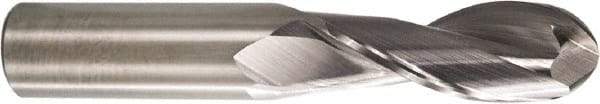M.A. Ford - 3/8" Diam, 1" LOC, 2 Flute Solid Carbide Ball End Mill - Single End, 2-1/2" OAL, 3/8" Shank Diam, Spiral Flute - Americas Industrial Supply