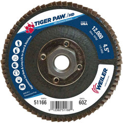 4 1/2″ × 5/8″-11-60 Grit - T27 Tiger Paw High Density Zirc Flap Disc Phenolic Back - Americas Industrial Supply