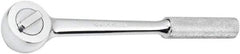 SK - 1/2" Drive Round Head Ratchet - Full Polish Chrome Finish, 15" OAL, 50 Gear Teeth, Full Polished Knurled Handle, Reversible Head - Americas Industrial Supply