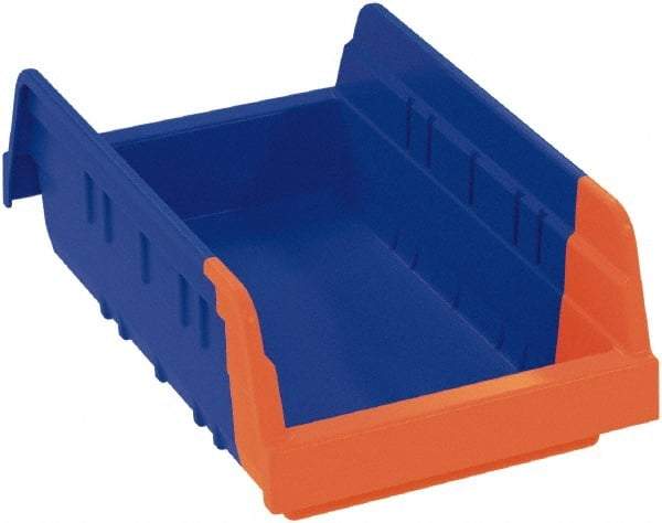 Akro-Mils - 11-5/8" Deep, Blue/Orange Hopper Shelf Bin - 4" High x 4-1/4" Wide x 11-5/8" Long - Americas Industrial Supply